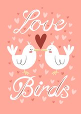 Valentijnskaart witte love birds