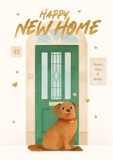 Verhuisbericht voordeur hond hartjes new home