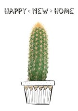 Verhuiskaart happy new home met cactus plant