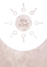 Verhuiskaart  marble roze met sleutels