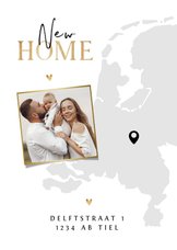 Verhuiskaart Nederland kaart new home goud hartjes foto