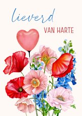 Verjaardag bloemen met hart