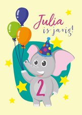 Verjaardag olifantje en ballonnen