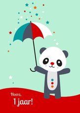Verjaardag - Panda met paraplu en sterren