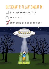 Verjaardag - te laat door een UFO