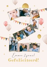 Verjaardagskaart 2 jaar fotocollage ballonnen slingers
