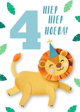 Verjaardagskaart 4 jaar leeuw