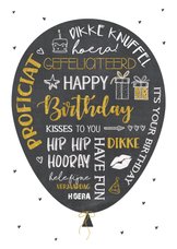 Verjaardagskaart ballon krijtbordlook met handlettering