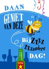 Verjaardagskaart bij uit bierfles