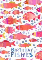Verjaardagskaart birthday fishes kleurrijk rechthoekig