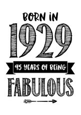Verjaardagskaart born in 1929 - 95 years of being fabulous