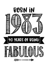 Verjaardagskaart born in 1983 - 40 years of being fabulous