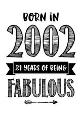 Verjaardagskaart born in 2003 - 21 years of being fabulous