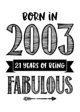 Verjaardagskaart born in 2004 - 21 years of being fabulous