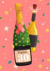 Verjaardagskaart champagne confetti sterren cheers