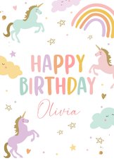 Verjaardagskaart felicitatie voor meisje eenhoorns
