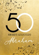 Verjaardagskaart goud 50 jaar Abraham