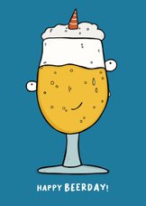 Verjaardagskaart happy beerday proost