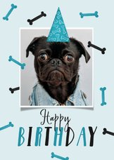 Verjaardagskaart hond happy birthday foto botjes feest