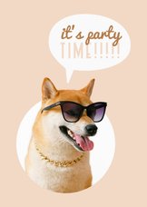 Verjaardagskaart hond met zonnebril party time