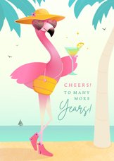  Verjaardagskaart humor fabulous flamingo tropisch cocktail