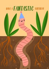Verjaardagskaart jarige worm