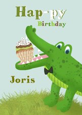 Verjaardagskaart kind met krokodil