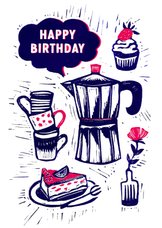 Verjaardagskaart koffie en taart