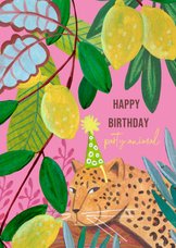 Verjaardagskaart luipaard party animal!