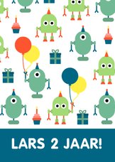 verjaardagskaart met feestende robots
