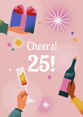 Verjaardagskaart met leeftijd en champagne
