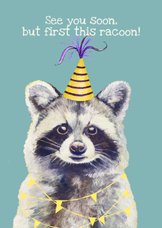 Verjaardagskaart met leuke wasbeer