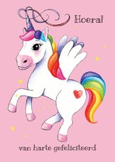 Verjaardagskaart met magische unicorn