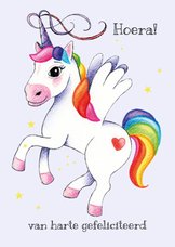 Verjaardagskaart met magische unicorn