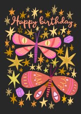 Verjaardagskaart mystieke vlinders