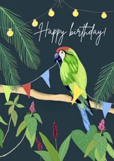 Verjaardagskaart papegaai jungle