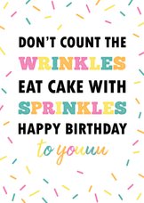 Verjaardagskaart rimpels en sprinkles