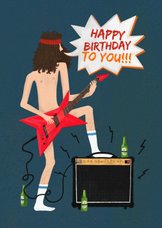 Verjaardagskaart rocker met gitaar