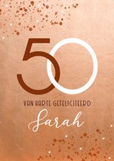 Verjaardagskaart roestkleur 50 jaar Sarah