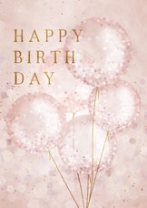 Verjaardagskaart roze met confetti ballonnen