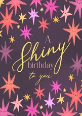 Verjaardagskaart shiny birthday sterren