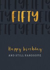 Verjaardagskaart stijlvol met gouden fifty en papierlook