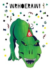 Verjaardagskaart stoer dinosaurus leeftijd