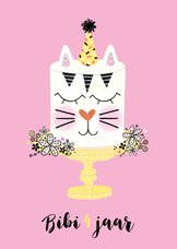 Verjaardagskaart taart konijn roze