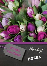 Verjaardagskaart tulpen paars