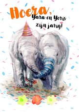 Verjaardagskaart tweeling met olifantjes