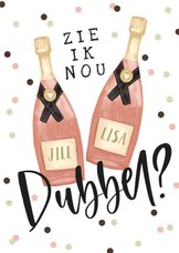 Verjaardagskaart tweeling wijn confetti dubbel feest