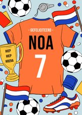 Verjaardagskaart voetbal stoer confetti nederlands elftal