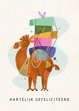 Verjaardagskaart volgepakte kameel