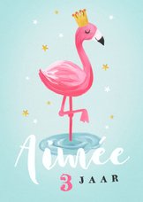 Verjaardagskaart voor een meisje met flamingo